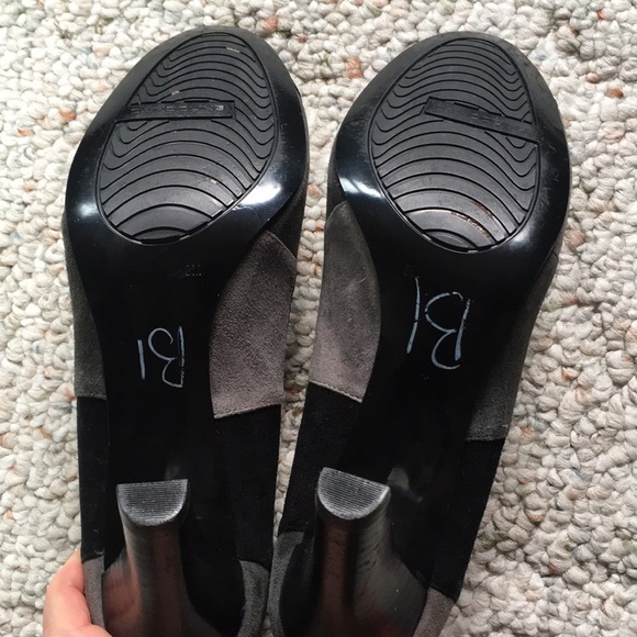 Black grey colorblock leather heels - Picture 5 of 6